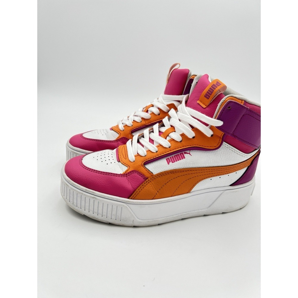 PUMA Carina Mid Women's White Pink Orange High Top Sneakers Size 8.5 - Picture 3 of 10